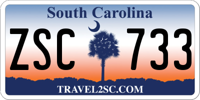 SC license plate ZSC733
