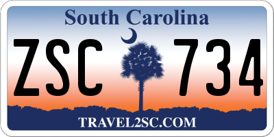 SC license plate ZSC734