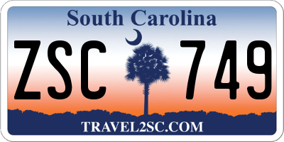 SC license plate ZSC749