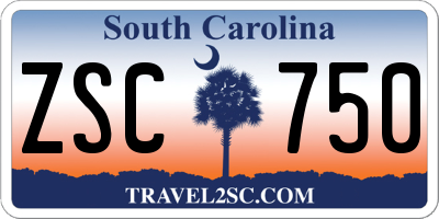 SC license plate ZSC750