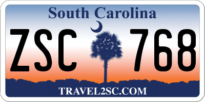 SC license plate ZSC768