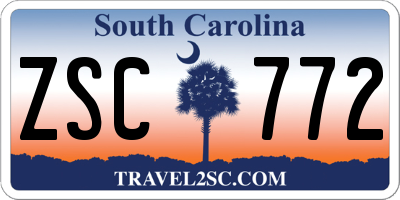 SC license plate ZSC772