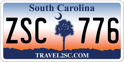 SC license plate ZSC776
