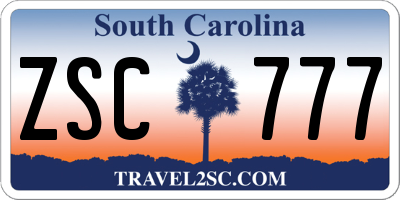 SC license plate ZSC777