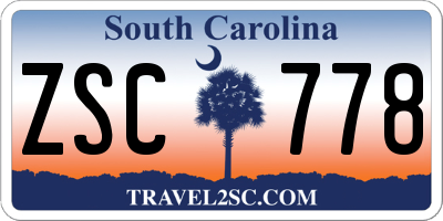 SC license plate ZSC778