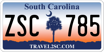 SC license plate ZSC785