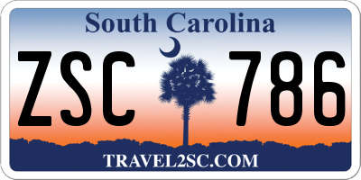 SC license plate ZSC786