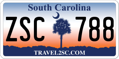 SC license plate ZSC788