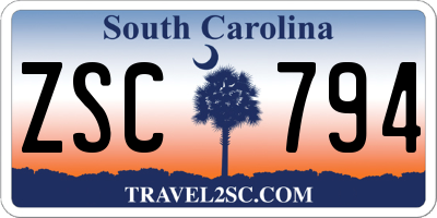 SC license plate ZSC794