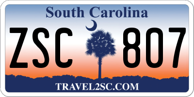 SC license plate ZSC807