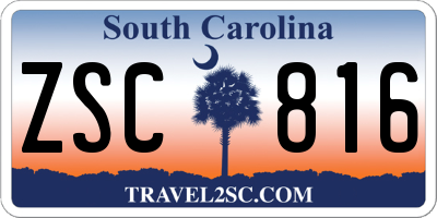 SC license plate ZSC816
