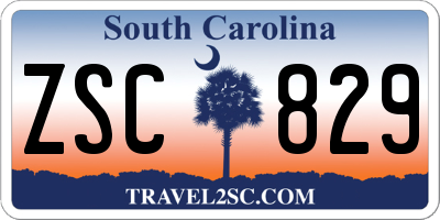 SC license plate ZSC829