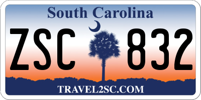 SC license plate ZSC832