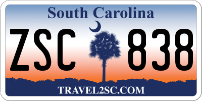 SC license plate ZSC838