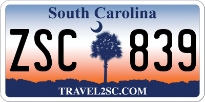 SC license plate ZSC839