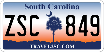 SC license plate ZSC849