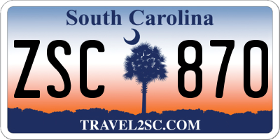SC license plate ZSC870