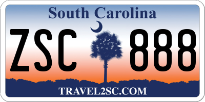 SC license plate ZSC888
