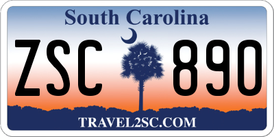 SC license plate ZSC890