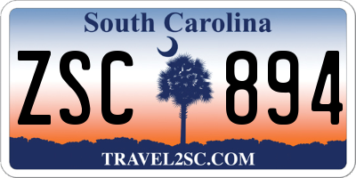 SC license plate ZSC894