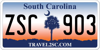 SC license plate ZSC903