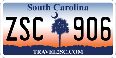 SC license plate ZSC906