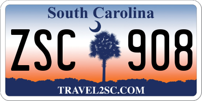 SC license plate ZSC908