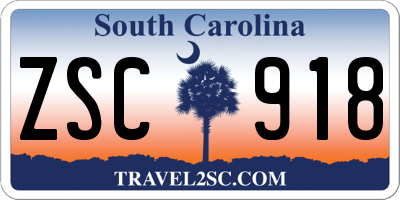 SC license plate ZSC918