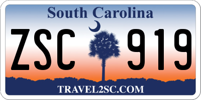 SC license plate ZSC919