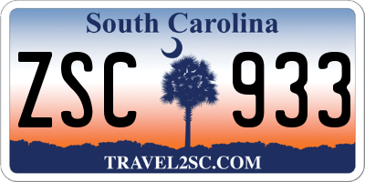 SC license plate ZSC933