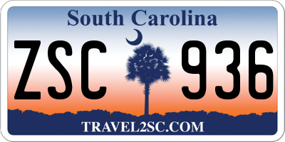 SC license plate ZSC936