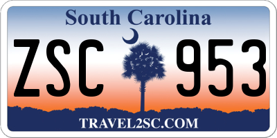 SC license plate ZSC953