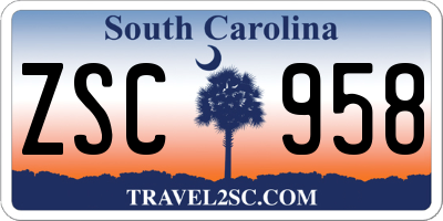 SC license plate ZSC958