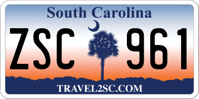 SC license plate ZSC961