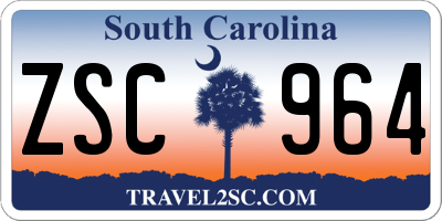 SC license plate ZSC964