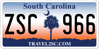 SC license plate ZSC966