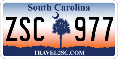 SC license plate ZSC977