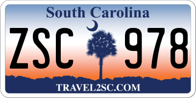 SC license plate ZSC978