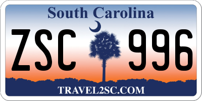 SC license plate ZSC996
