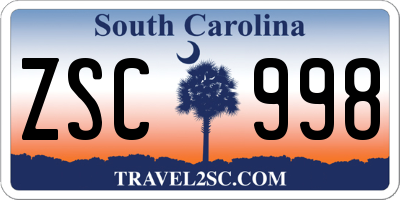 SC license plate ZSC998