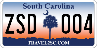 SC license plate ZSD004