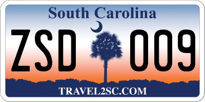 SC license plate ZSD009