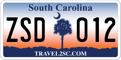 SC license plate ZSD012