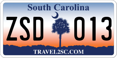 SC license plate ZSD013