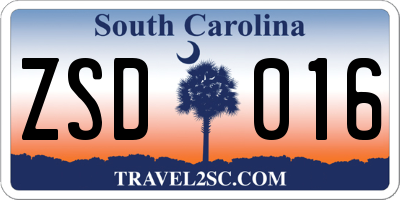 SC license plate ZSD016