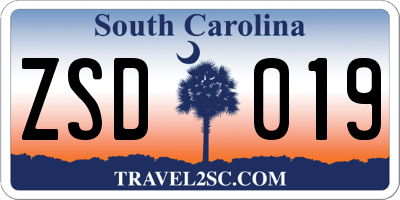 SC license plate ZSD019