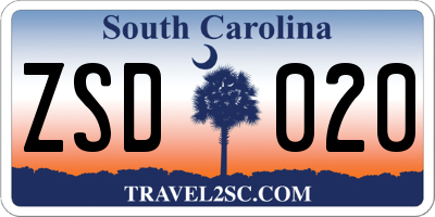 SC license plate ZSD020