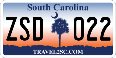 SC license plate ZSD022
