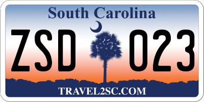SC license plate ZSD023