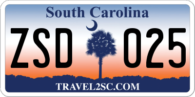SC license plate ZSD025